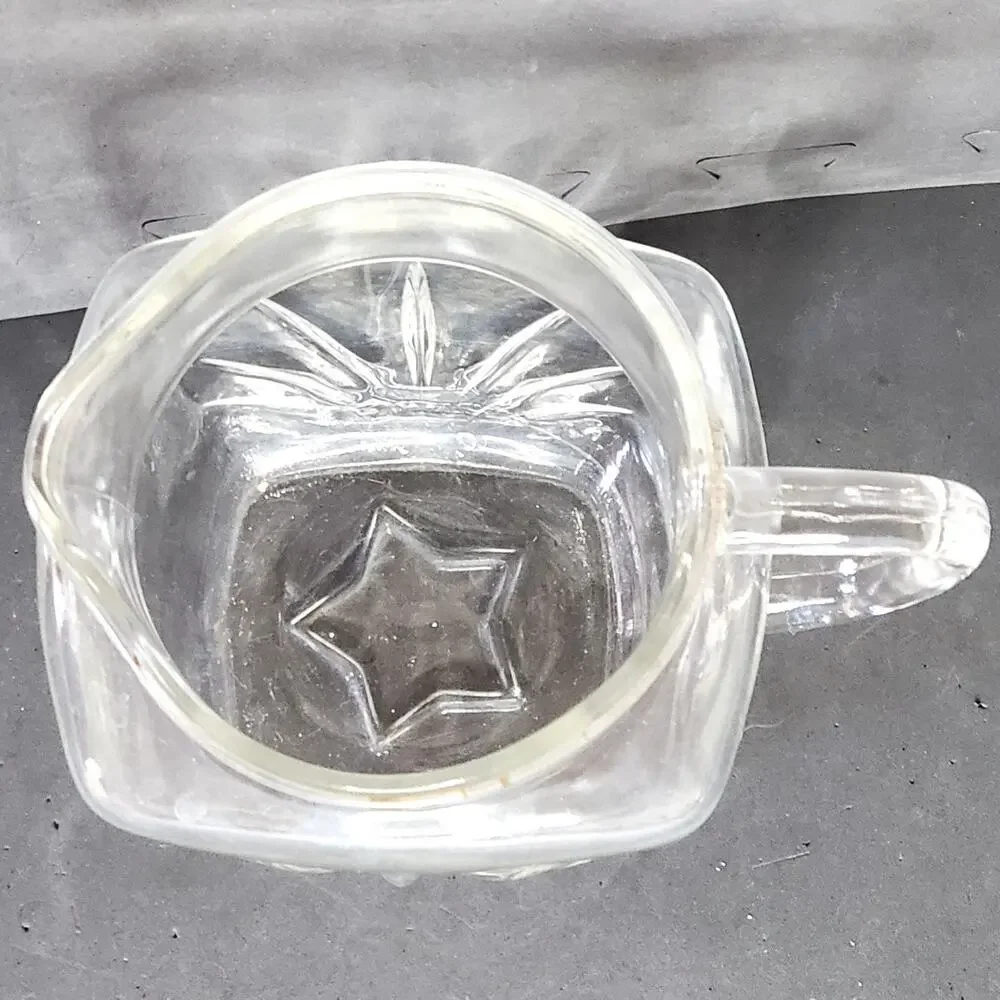 Federal Glass Clear Starburst Pitcher Small Square 6 Cup Breakfast MCM Vtg 1950